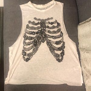 Floral rib cage muscle tank